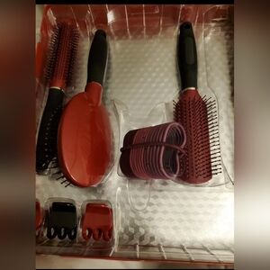 Hair Brushes Hair Clips Elastic Hair Bands Accessories Burgundy Black 24 Pcs New
